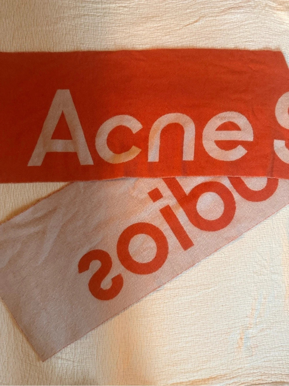 Acne Studios Reversible Logo Scarf Orange